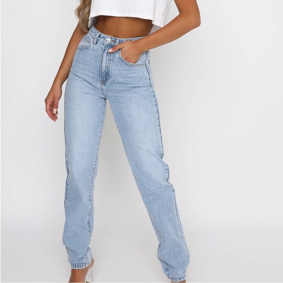Who's That Girl Straight Leg Denim Jeans Washed Blue - Picture 2 of 9